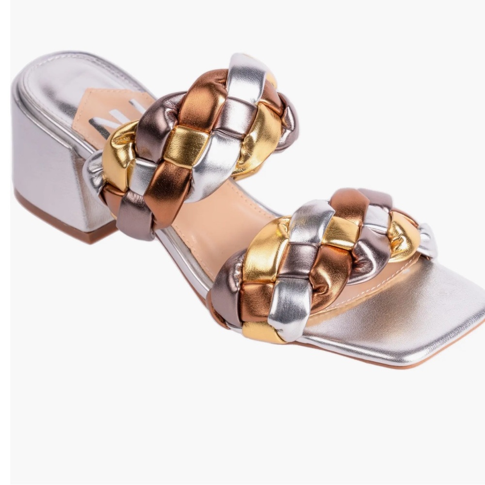Ninety Union Twist-3 Metallic Multi Square-Toe Sandal Size 8